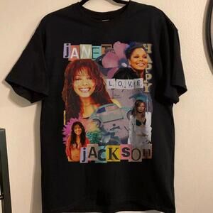 Janet Jackson Classic Black Pop RnB Music Fan Streetwear T-Shirt